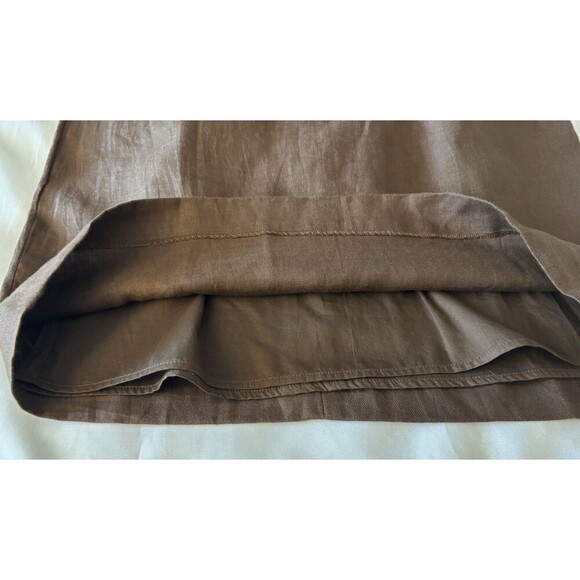 TALBOTS 100% Linen Shift Dress Women 10 Brown White Beaded Sleeveless Career NEW - Picture 8 of 13